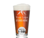 Custom Beer Pint Glass with Engraved Logo