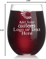 Custom Stemless Wine Glass with Engraved Logo