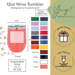 Personalized Wine Tumbler, Engraved Travel Mug
