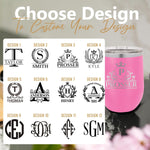 Personalized Wine Tumbler, Engraved Travel Mug