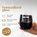 Custom Stemless Wine Glass with Engraved Logo