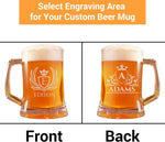 Personalized Beer Mug -17oz Custom Beer Glass with Handle