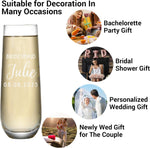 Personalized Bridesmaid Stemless Champagne Glasses