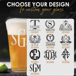 Personalized Beer Glass - 16oz Custom Engraved Monogram Beer Pint