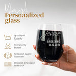 Personalized Bridesmaid Stemless Wine Glasses
