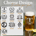 Personalized Beer Glass - 16oz Custom Engraved Monogram Beer Can