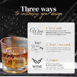 Custom Whiskey Glass with Custom Text, Logo and Bulk Pricing - Business, Corporate, Promotional, and Office Gifts, Party or Wedding Favors