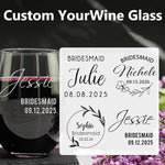 Personalized Bridal Party Wine Glasses  - Personalized Engraved Monogrammed Bridesmaids Wedding Glasses, for Bride and Maid of Honor