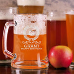 Personalized Beer Mug -17oz Custom Beer Glass with Handle