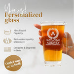 Personalized Beer Glass - 16oz Custom Engraved Monogram Beer Pint