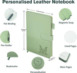 Personalized Green Journal with Gift Box and Pen