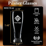 Custom Pilsner Beer Glass with Engraved Logo