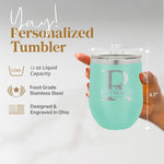 Personalized Wine Tumbler, Engraved Travel Mug