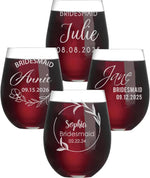 Personalized Bridesmaid Stemless Wine Glasses