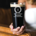 Personalized Beer Glass - 16oz Custom Engraved Monogram Beer Pint