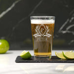 Personalized Beer Glass - 16oz Custom Engraved Monogram Beer Pint
