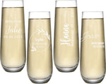 Personalized Bridesmaid Stemless Champagne Glasses