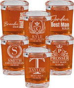 Personalized Shot Glass - Custom 3oz Groomsmen Drinking Glasses