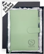 Personalized Green Journal with Gift Box and Pen