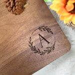 Personalized Cutting Board Monogram, Large 16”x10”x1” Hardwood Engraved Cutting Board