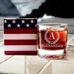 Personalized American Flag Whiskey Glasses