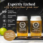 Personalized Beer Glass - 16oz Custom Engraved Monogram Beer Can