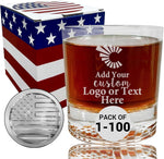 Custom American Flag Engraved Whiskey Glass