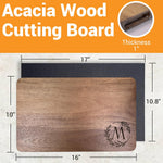 Personalized Cutting Board Monogram, Large 16”x10”x1” Hardwood Engraved Cutting Board