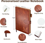 Personalized Brown Journal with Gift Box and Pen