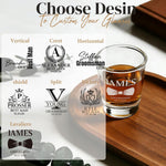 Personalized Shot Glass - Custom 2oz Groomsmen Drinking Glasses