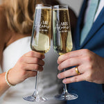 Personalized Wedding Champagne Flutes-Engraved Mr and Mrs Toasting Flutes