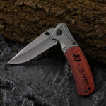 Personalized Groomsmen Red Wood Knife