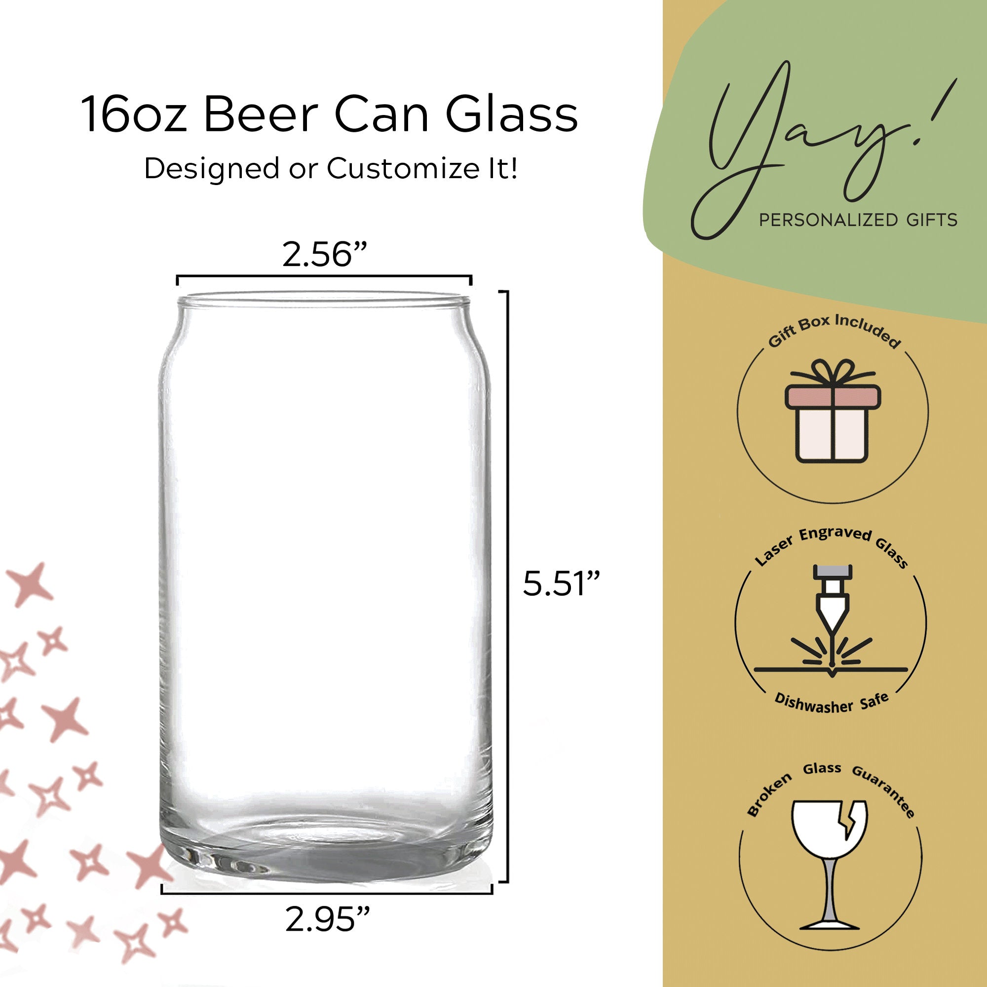 Personalized Beer Can Glass or Iced Coffee (One Glass)