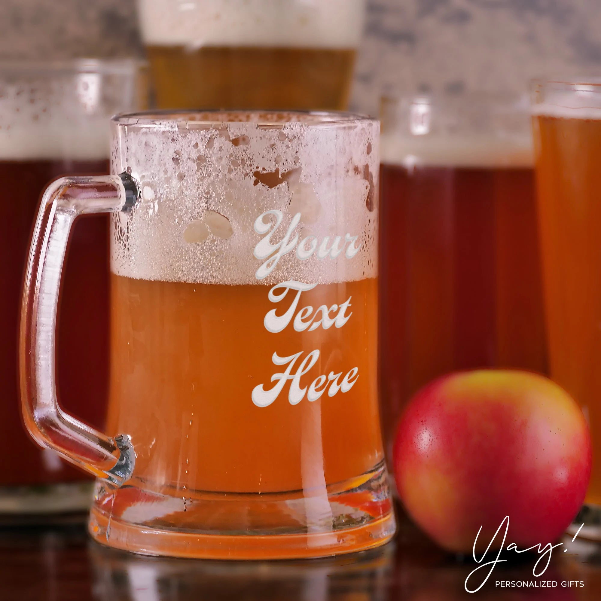 Personalized Beer Mug Engraved with Your Custom Text