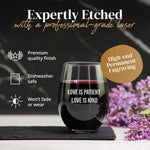 Custom Text Stemless Wine Glass - Custom Engraved Wine Glasses