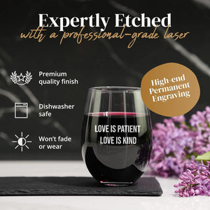 Custom Text Stemless Wine Glass - Custom Engraved Wine Glasses