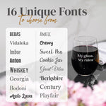 Custom Text Stemless Wine Glass - Custom Engraved Wine Glasses