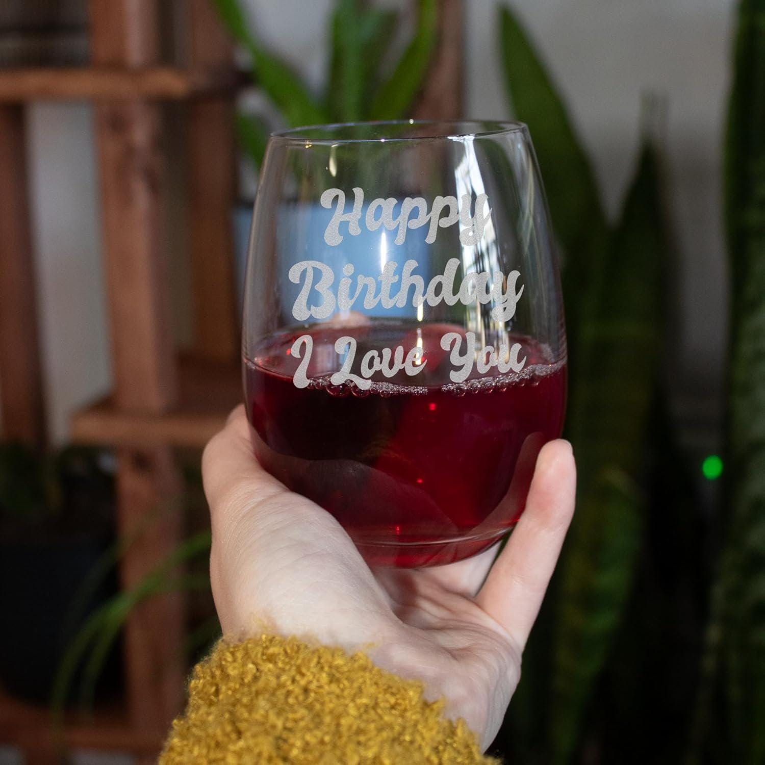 Custom Text Stemless Wine Glass - Custom Engraved Wine Glasses
