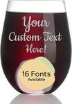 Custom Text Stemless Wine Glass - Custom Engraved Wine Glasses