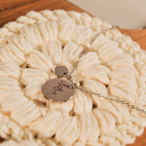 Engraved Necklace for Women Personalized - Custom Birth Month Flower Necklace, Name Bar Necklace, Gifts for Women, Mother's Day Gift