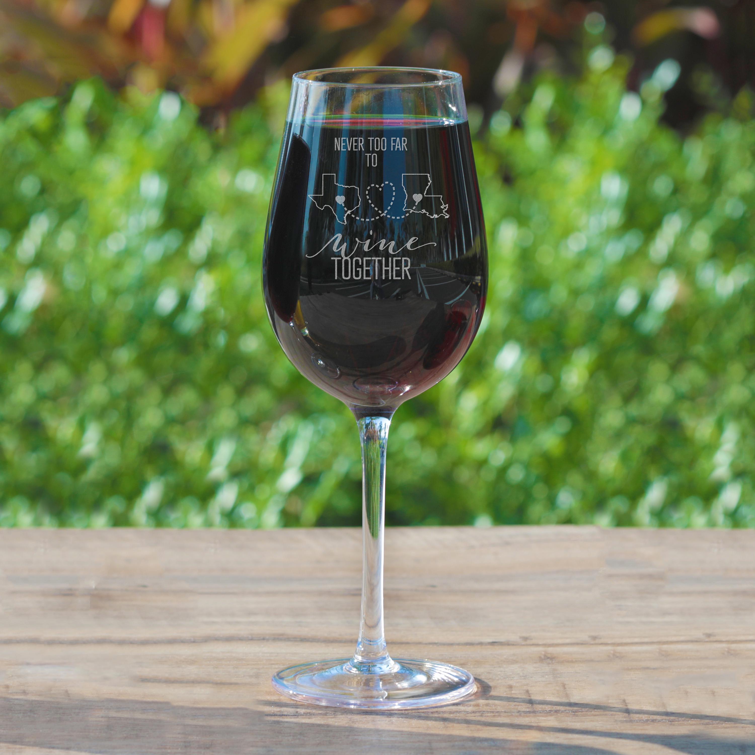 Long Distance Friendship Stemless Wine Glass | Personalized Going Away, Graduation, Remote Working or Moving Gift | Multiple States