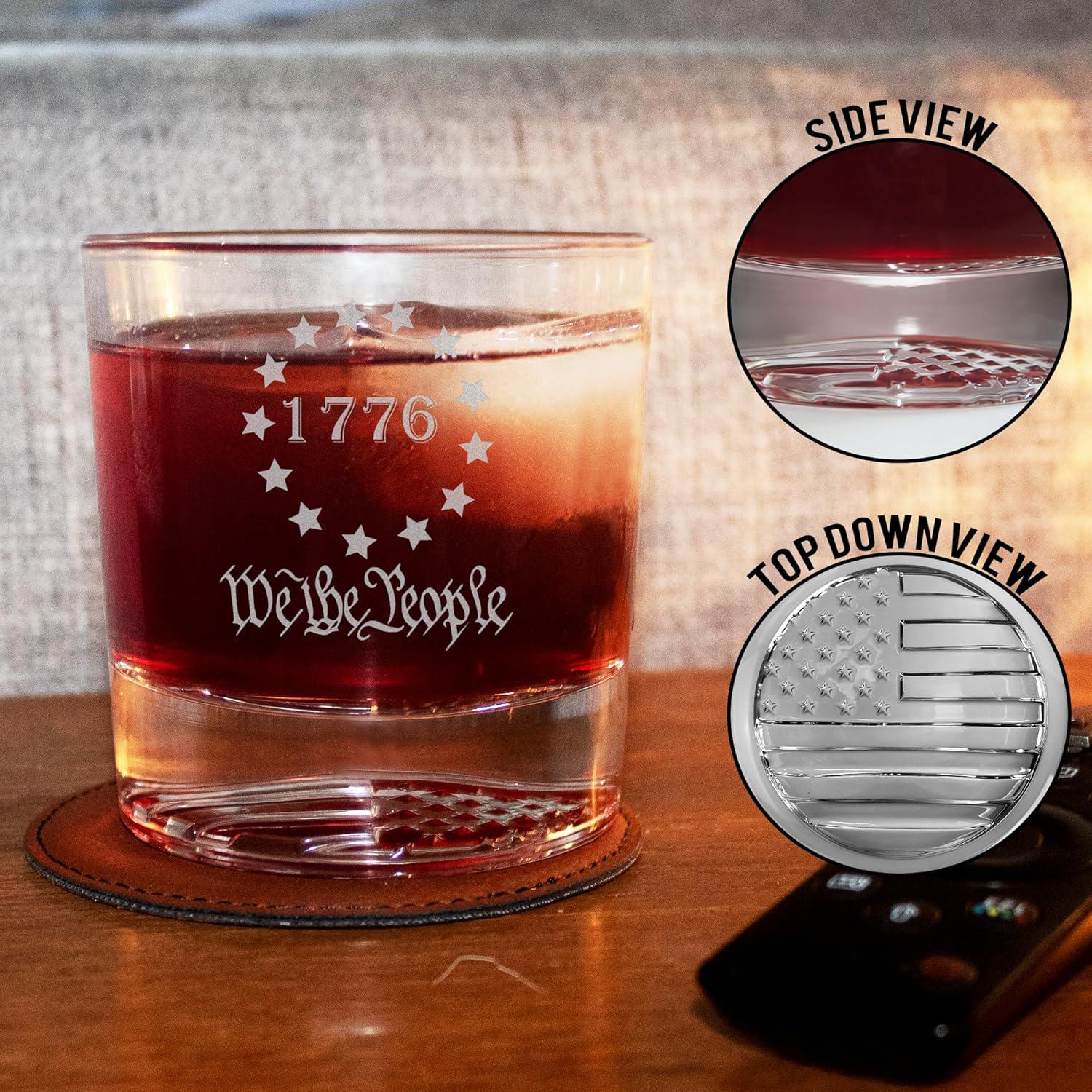 American Flag Whiskey Glass ' American Flag Bottom Glass, Patriotic decorations, Old Fashioned Glass, Christmas, Birthday Gifts For Men Dad