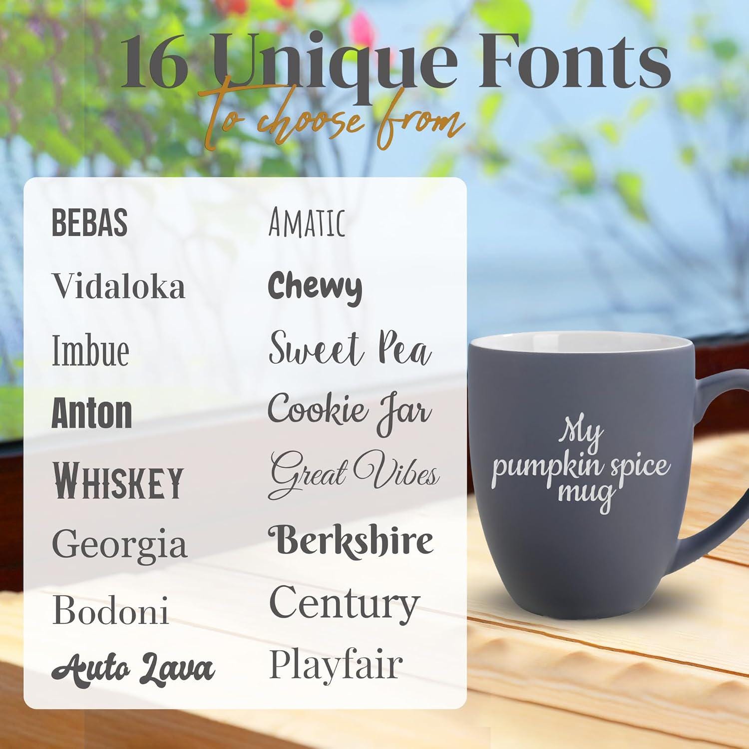 Custom Text Coffee Mug 16oz | Engraved with Custom Text, Name or Wedding Message | Tea or Coffee Mug with Your Message (One Mug)