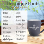 Custom Text Coffee Mug 16oz | Engraved with Custom Text, Name or Wedding Message | Tea or Coffee Mug with Your Message (One Mug)