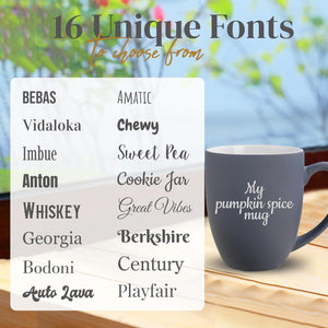 Custom Text Coffee Mug 16oz | Engraved with Custom Text, Name or Wedding Message | Tea or Coffee Mug with Your Message (One Mug)