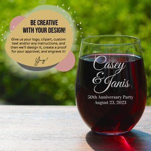 Custom Logo Wine Glasses - Add Your Personalized Design or Company Logo - Bulk Glasses or Companies, Realtors, Parties, Weddings or Events