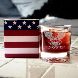 American Flag Whiskey Glass ' American Flag Bottom Glass, Patriotic decorations, Old Fashioned Glass, Christmas, Birthday Gifts For Men Dad