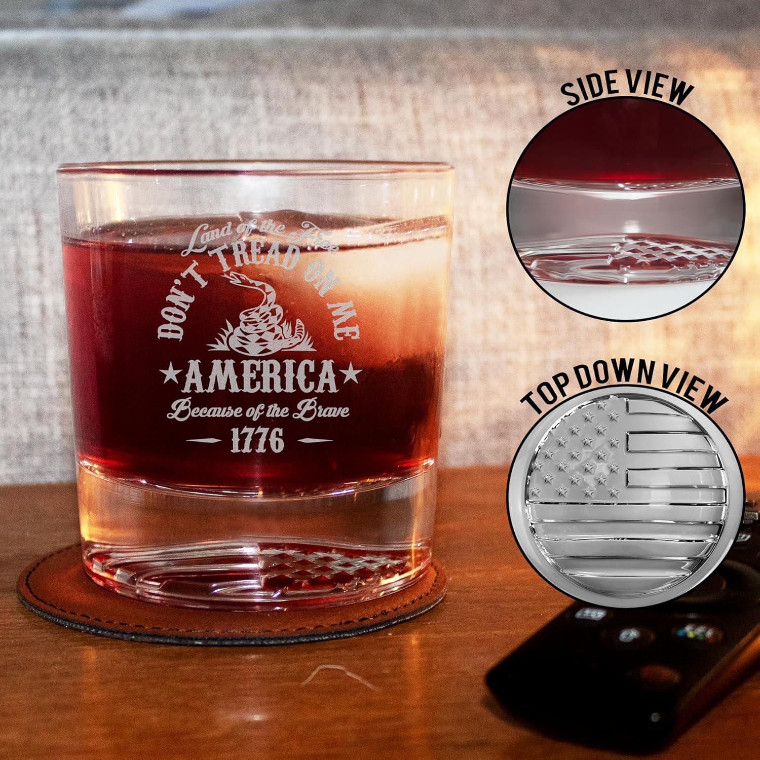 American Flag Whiskey Glass ' American Flag Bottom Glass, Patriotic decorations, Old Fashioned Glass, Christmas, Birthday Gifts For Men Dad