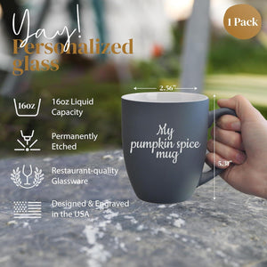 Custom Text Coffee Mug 16oz | Engraved with Custom Text, Name or Wedding Message | Tea or Coffee Mug with Your Message (One Mug)