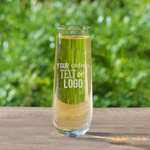 Custom Champagne Flutes, Custom Logo Champagne Glass with Bulk Pricing - Great for Wedding Favors, Party Favors and New Year's Eve